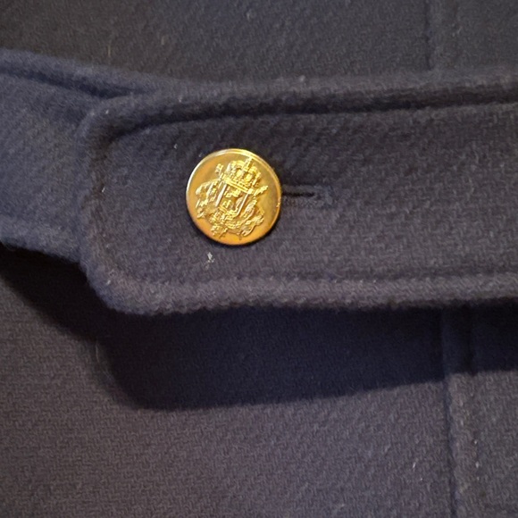 J. Crew Stadium Cloth by Nello Gori Blue Pea Coat with Red Lining 79% wool - Picture 9 of 10